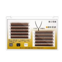 0.07y型嫁接睫毛焦糖色棕色单混装貂毛柔软美睫一秒编织开花yy毛 焦糖色yy(8mm) B翘焦糖色yy