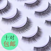 十对硬梗假睫毛眼睫毛自然逼真自然浓密款套装带胶水工具 一瓶胶水(没有睫毛)