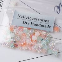 2021新款美甲饰品 极光小花美甲装饰配件指甲镶嵌钻极光五瓣花 极光幻彩五瓣花6mm[关注送镊子] 50颗