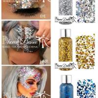 舞蹈拉丁舞台妆成人儿童亮晶晶亮片湿眼影膏脸部大闪片身体啫喱膏 1#梦幻银一盒35G