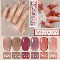 6瓶 冰透指甲油胶2021新款美甲夏天果冻色系光疗琥珀裸色粉色透明 T01+02+03+04+05+06 6瓶装