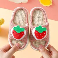 2021新款儿童棉麻拖鞋家用室内男童女童春秋四季防滑防臭亚麻家居 藕粉色 16-17码内长16.5cm 适合3岁