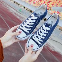 2020新款帆布鞋女韩版学生高帮原宿布鞋百搭ulzzang小白平底板鞋 低帮蓝色 35女