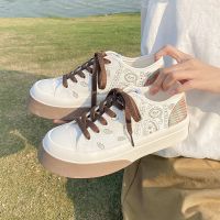 鮀品厚底小白鞋女鞋子2021年冬季新款休闲板鞋拼色帆布鞋低帮鞋女 鮀品米粽 35