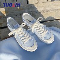 鮀品帆布鞋女2021年新款秋冬小白鞋韩版百搭小白鞋学生板鞋 鮀品蓝色-TP标准码 正品 35