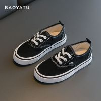 万斯童鞋男童鞋子儿童帆布鞋2021春秋新款中大童板鞋透气女童布鞋 黑色 26 内长16.4/适合脚长15.9