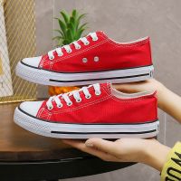 内增高小雏菊半拖女鞋新款鞋子学生韩版帆布鞋ins布鞋厚底松糕鞋 低帮 红色 经典[升级系]平底款 关注店铺优先发货