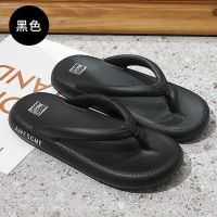 人字拖鞋男款夏天外出居家用厚底防滑室内软底ins情侣人字拖鞋女 经典黑色 40-41[适合39-40脚穿]