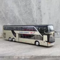公交车玩具模型仿真合金玩具车儿童双层巴士大巴车公共汽车模型 金色