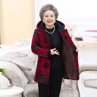 奶奶装棉衣加绒加厚冬装外套中长款老年女装60-80岁老太太连帽女 1号色 XL