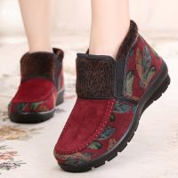老太太棉鞋老太太冬鞋老人鞋女防滑软底冬天老北京布鞋加绒奶奶鞋 1019红色 35 一年质保