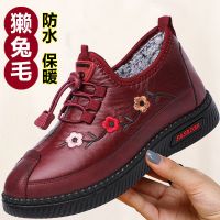 冬天老北京布鞋女妈妈棉鞋防水保暖加厚软底中老年人女老太太棉靴 红色 35