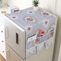 冰箱盖布防尘布微波炉罩单开门双开门冰箱防尘罩洗衣机罩万能盖巾 镜中花-灰 微波炉35*100cm