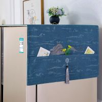 双开对开门冰箱盖布洗衣机雪尼尔冰箱巾防尘罩布艺单开门冰箱罩套 风景-蓝 35*100cm微波炉