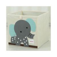 千合可折叠儿童卡通有机布艺玩具整理箱带盖衣物储物框收纳盒桶邮 大象 33*33*33无盖不可水洗