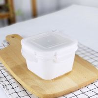 微波炉加热饭盒陶瓷上班族带盖冰箱保鲜收纳盒汤碗餐盒便当盒方形 白色 方形卡扣碗400ml