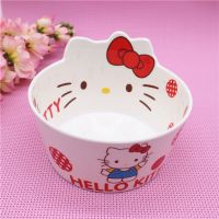 卡通可爱kitty 餐具密胺防摔汤碗仿瓷饭碗创意宝宝儿童造型碗家用 中号卡通造型单碗 红色波点KT