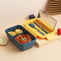 密封保温饭盒学生女ins 微波炉便当盒分格带餐具上班族成人午餐盒 INS藏青蓝 (双格 1100ml) 饭盒 送 筷勺刀