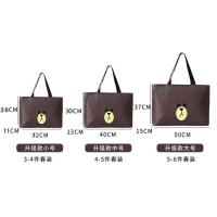 大容量旅行袋可爱轻便女手提帆布短途行李袋学生单肩可套拉杆箱包 咖啡小熊 小号