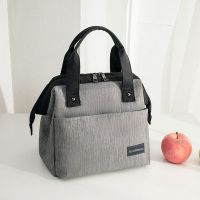 手提保温包铝箔加厚防水大容量饭盒袋男女午餐包便当包包妈咪包 灰色 薄款小号