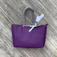 大号横款L 法国新款鳄鱼女包大容量托特包单肩手提包饺子包购物袋 大号横款L—紫色