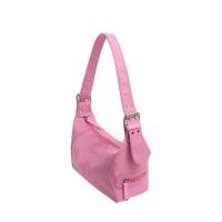 欧美复古风尼龙布包2021新款小众设计双排孔手提单肩包潮 单独藕粉色包