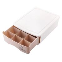 [多选]内衣收纳盒抽屉式内裤袜子文胸整理宿舍收纳盒子三件套 藕粉15格