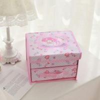 少女心抽屉式内衣收纳箱布艺整理盒可折叠收纳盒装文胸袜子带有盖 糖果美乐蒂单抽屉25*20*18CM