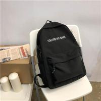 男士背包韩版高中初中大学生书包休闲百搭ins潮牌旅行双肩包女生 YOU黑 [无挂饰]