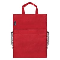 贝多美学生补课包手提拎书袋a4文件袋多层拉链袋资料袋帆布 红色
