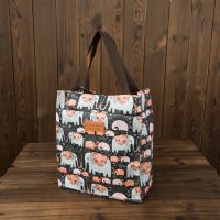 时尚饭盒袋手提饭盒包大容量便当包带饭袋子午餐袋手拎上班族学生 黑底大象