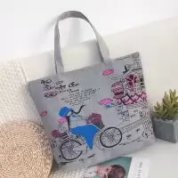 新款拉链手提大包包购物袋女士帆布包大容量单肩手提包学生装书袋 骑车女孩蓝
