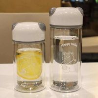 耐高温玻璃杯卡通可爱大肚水杯女学生2021新款便携少女心吸管杯子 杯子随机发