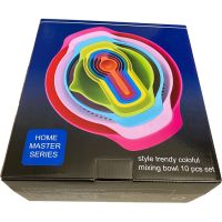10件套麦秆料彩虹碗 烘焙工具 厨房小工具 厨房量杯 粉筛 量杯 普通料彩色