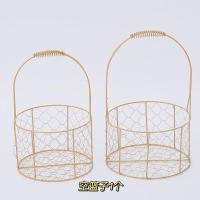 伴手礼女伴娘结婚用品大全新娘回礼新婚高端宾客周岁手提铁艺篮子 圆篮 20x20x32cm