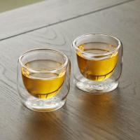 透明双层隔热玻璃茶具小茶杯套装喝茶功夫茶碗透明花茶杯子品茗杯 50ML双层杯(2只装)