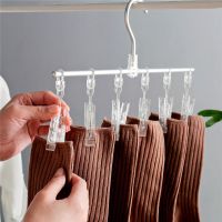 多夹子晾衣架家用袜架儿童内衣防风衣夹多功能挂钩裤夹晒袜子神器 铝制衣架 6夹-透明