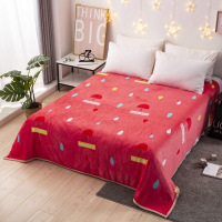 法兰绒毛毯冬季加绒加厚珊瑚绒床单绒毯子单人双人床学生毛绒被单 红伞 120X220(0.9米-1米床)