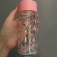 ins可爱韩风少女爱心把手杯大容量高温耐热玻璃杯咖啡杯果汁杯子 粉红杯(无吸管)