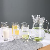 乐美雅玻璃冷水壶水具套装茶具家用杯子套装鸭嘴壶喝水杯子果汁杯 1.3L水壶+6杯鸭嘴壶套装
