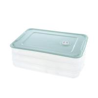 饺子盒多层速冻馄饨饺子存放盒水果储物盒家用冰箱密封保鲜收纳盒 饺子盒三盒一盖 [颜色随机]