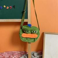 韩国ins丑萌公仔青蛙斜挎包女日系原宿少女搞怪玩偶悲伤蛙毛绒包[12月13日发完] 绿色