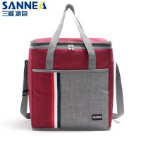 三能保温包大号大容量男女学生饭盒袋户外野餐保温便当包上班 红色 CL802-4/6L