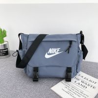 格调 男女背包斜挎包2021新款大容量工装风单肩包学生百搭邮差包 [基础款]蓝色