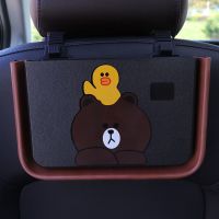 车载折叠式垃圾桶卡通挂式多功能创意置物袋后排雨伞收纳置物袋 折叠-熊背鸭 送垃圾袋一卷
