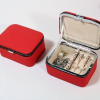便携旅行首饰盒包小精致饰品收纳戒指耳钉手饰项链盒随身迷你小巧 大红色[无镜子款]8*6*4cm