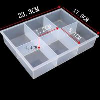 多格透明塑料展示首饰盒耳钉饰品盒美甲彩色珠子盒彩钻盒串珠分类 6格001托盘