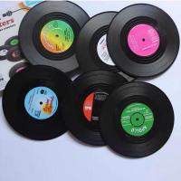 创意怀旧复古 猫王唱片水杯杯垫圆形防滑餐垫隔热垫6片装防水防烫 复古唱片杯垫(6个装)