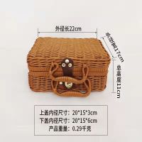 仿藤编手提箱复古摄影道具手提包藤箱化妆品收纳伴手礼箱子野餐篮 茶色长22宽17高11厘米(无衬布)