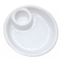饺子盘家用厨房双层沥水餐盘带醋碟环保小麦秸秆家用水饺盘子 白色-1件装